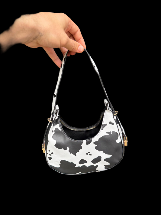 Cowprint Moon Shoulder Bag